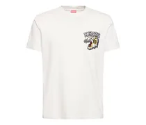 Kenzo T-shirt Tiger in jersey di cotone / ricamo Off-white