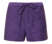 Valentino Garavani Shorts in guipure di cotone Viola