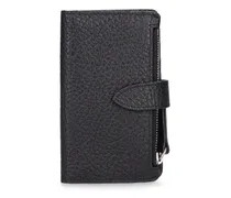 Grainy leather zipped card holder