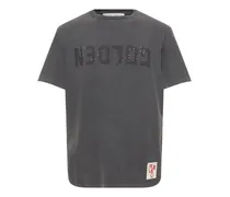 T-shirt in jersey di cotone distressed con logo