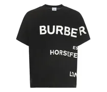 Burberry T-shirt in jersey di cotone con logo Nero
