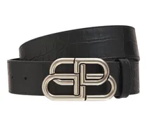 Balenciaga Cintura in pelle con fibbia logo Nero