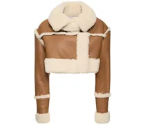 Giacca cropped in shearling