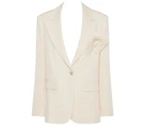 Washed gabardine jacket w/ rose pin