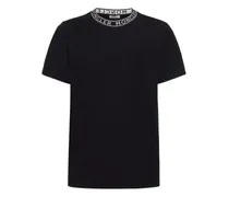Moncler T-shirt in jersey di cotone con logo Blu