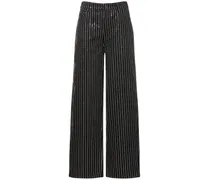 Pantaloni larghi in twill di cotone / paillettes