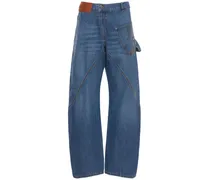 Jeans larghi con vita media asimmetrica