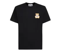 Moschino T-shirt in jersey di cotone con ricamo Nero
