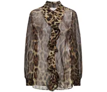 Camicia in chiffon di seta leopard
