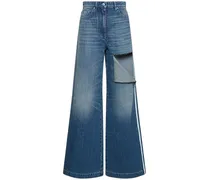 Jeans larghi in denim di cotone con cutout
