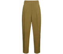 Pantaloni tapered fit in lana con pinces