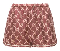 Gucci Shorts in twill di seta con logo Multicolore