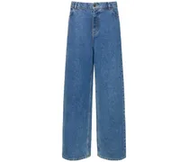 Jeans larghi vita bassa in denim di cotone