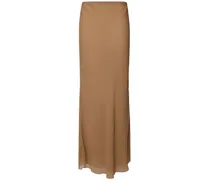 Mauva silk chiffon long skirt