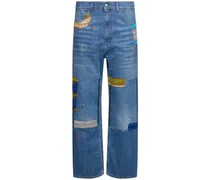 Jeans dritti in denim di cotone / mohair