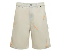 Shorts in denim di cotone distressed