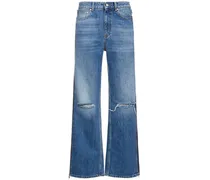 Jeans larghi vita bassa in denim distressed