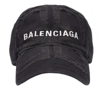 Balenciaga Cappello in denim di cotone distressed Nero