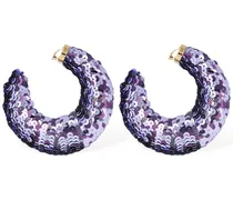 Croissant sequined big hoop earrings