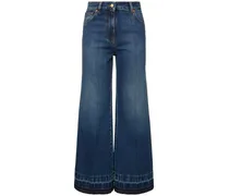 Valentino Garavani Jeans cropped vita alta in denim Blu