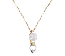 Collana 2 in 1 in oro 18kt con diamanti e perla
