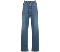 Jeans vita alta baggy fit in denim di cotone