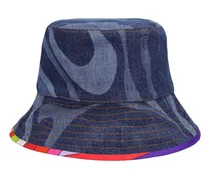 Cappello bucket in denim laserato
