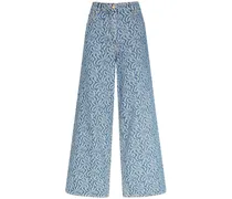Pantaloni larghi in denim di cotone jacquard