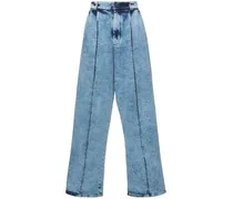 Jeans larghi vita alta in denim di cotone
