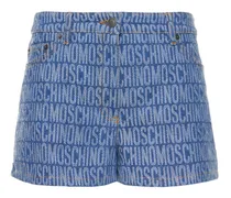 Shorts in denim con logo jacquard