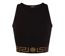 Versace Crop top in jersey con logo Nero