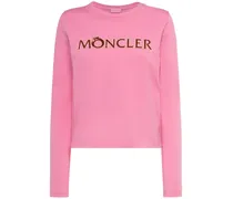 Moncler T-shirt in cotone con logo Rosa
