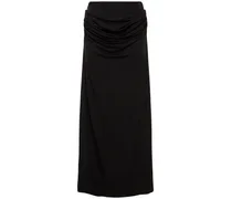 Draped viscose blend long skirt