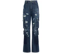 Dolce & Gabbana Jeans cargo distressed con logo Blu