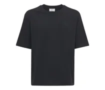 AMI Paris T-shirt boxy fit in jersey di cotone con logo Nero