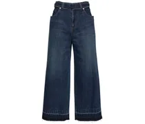 Jeans larghi vita alta in denim / cintura