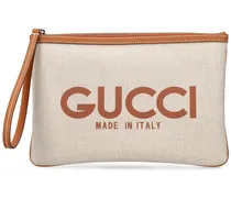Gucci Canvas clutch with  print Bianco
