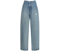 Jeans dritti vita alta in denim di cotone