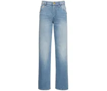 Jeans dritti vita alta in denim vintage