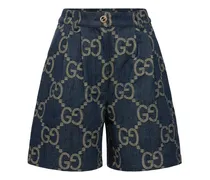 Gucci Shorts Jumbo GG in denim di cotone Blu