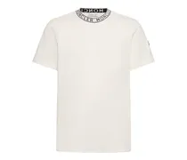 Moncler T-shirt in jersey di cotone con logo Bianco