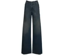 Jeans larghi vita media in denim di cotone