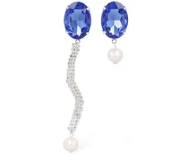 Orecchini asimmetrici con perle e cristalli