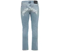 Jeans in denim di cotone con stampa logo 17.1cm