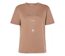 Max Mara T-shirt Quieto in jersey di cotone con logo Cammello