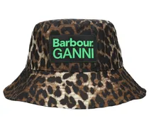 Cappello  x Ganni in cotone leopard