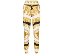 Versace Leggings in jersey stampa Barocco Bianco