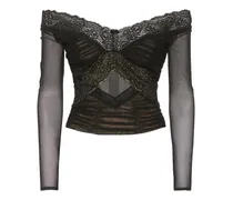 Top in mesh con pizzo