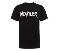 Moncler T-shirt in cotone con logo Nero