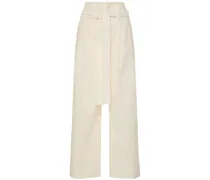 Belted linen blend pants